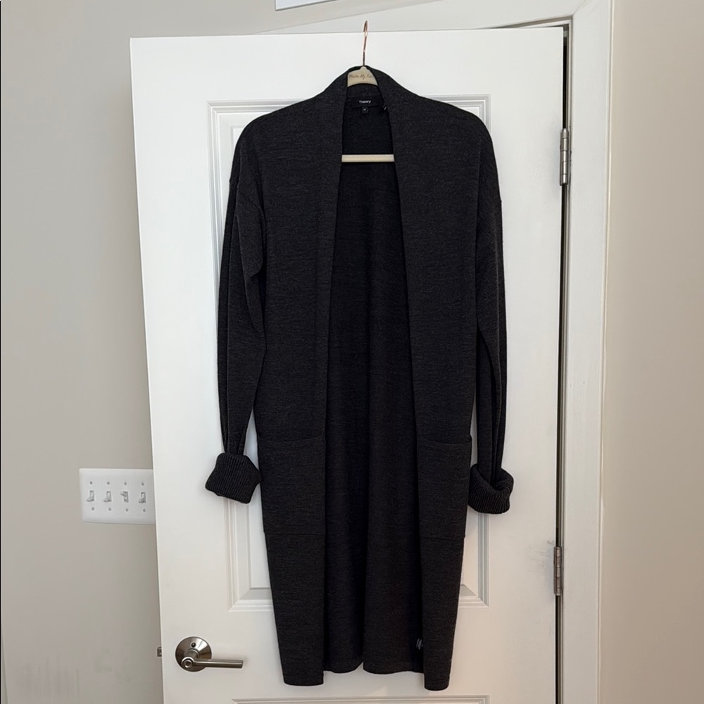 Theory Black Long Open Cardigan